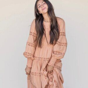 The Ibiza Midi Dress in Apricot (Small)